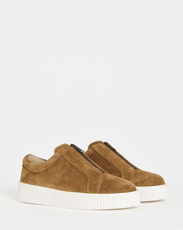 Meridian Zip Up Leather Trainer - Wide Fit (E)