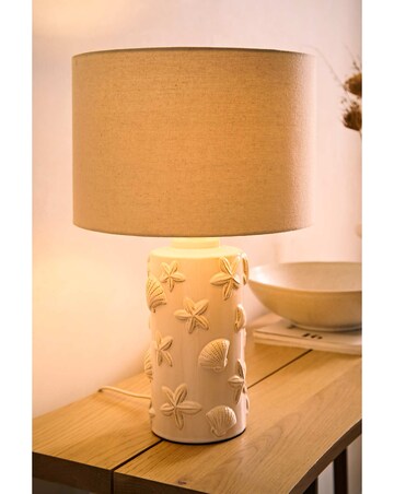ValueLights Selene Embossed Seashell Table Lamp