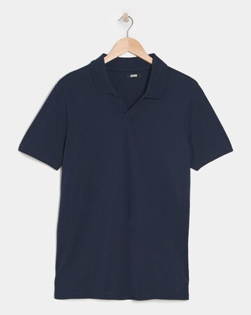Trophy Neck Pique Polo- Navy