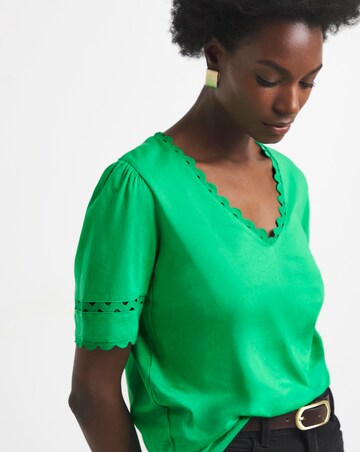 Green Ric Rack Short Sleeve Top