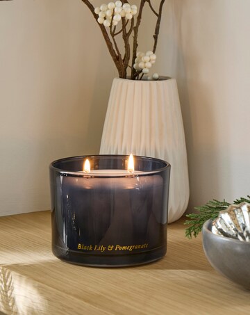 Black Lily & Pomegranate Glass Candle