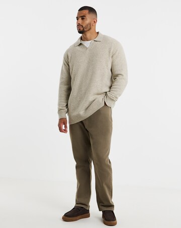 Lambswool Trophy Neck Slouch Knitted Polo