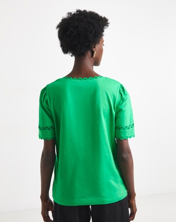 Green Ric Rack Short Sleeve Top