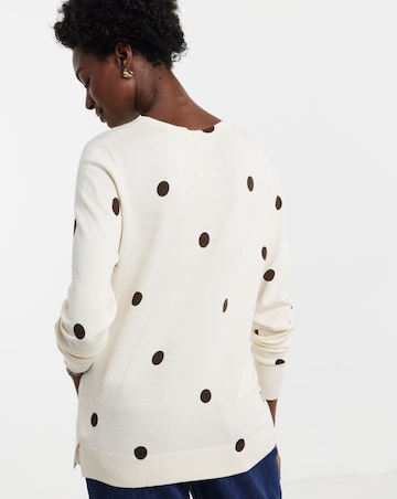 Spot Print Fine Knit Crew Neck Jumper