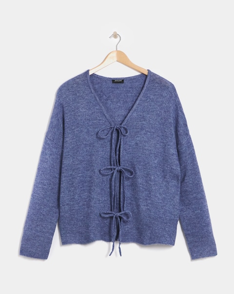 Blue Tie Front Cardigan
