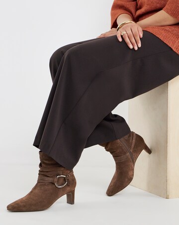 Naomi Suede Pointed Slouch Kitten Heel Ankle Boots - Extra Wide Fit (EEE)