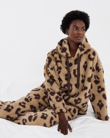 Pretty Secrets Leopard Print Teddy Hooded Twosie
