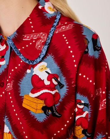 Chelsea Peers Organic Cotton Long Sleeve Button Up Christmas Pyjama Set