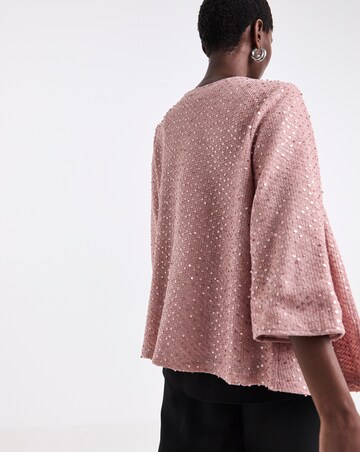 Pink Kimono Sleeve Sequin Cardigan