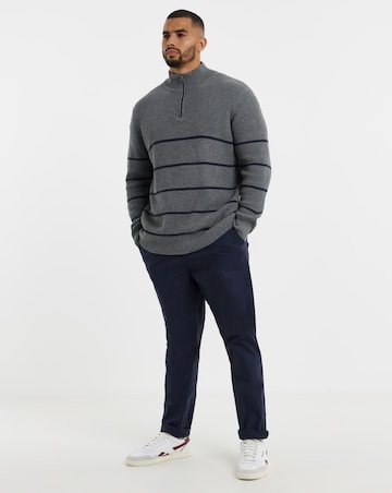 Fisherman Stripe 1/4 Zip Knitted Jumper