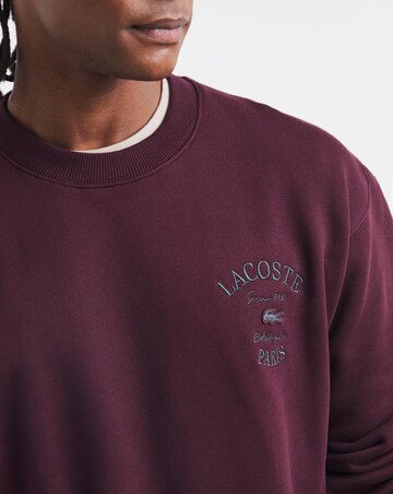 Lacoste Embroidered Fleece Sweatshirt - Burgundy