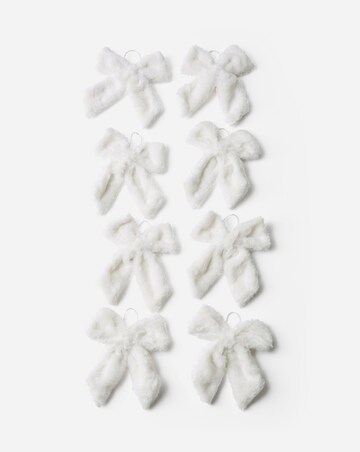 White Faux Fur Bows - Set of 8