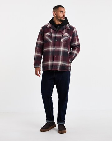 Hooded Borg Lined Check Overshirt
