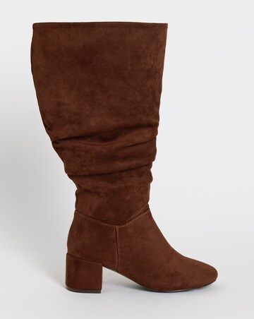 Rosie Heeled Knee High Slouch Boots - Extra Wide Fit (EEE) & Super Curvy Calf