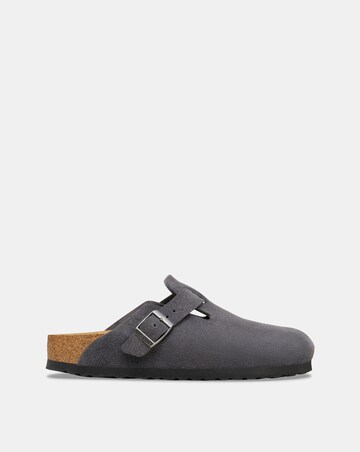 Birkenstock Classic Suede Boston Clogs - Charcoal