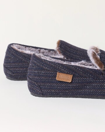 FatFace Noah Check Moccasin Slipper - Navy