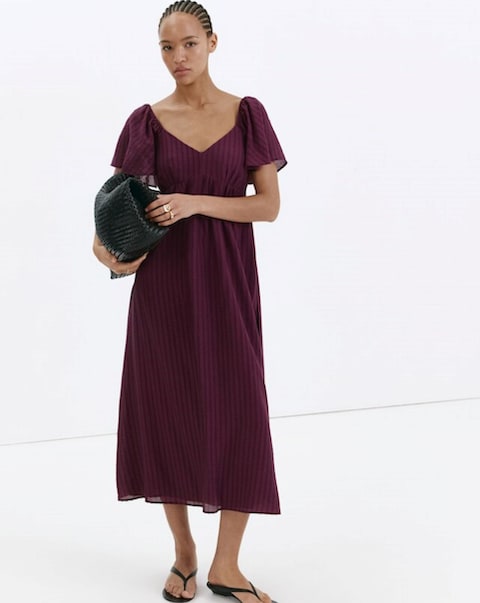 Mango Textured Dress With Gathered Detai