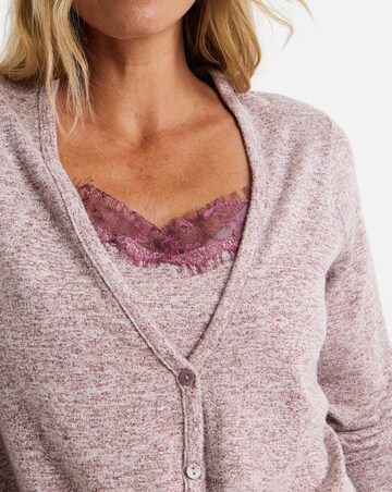 Burgundy Lace Trim Button Front Long Sleeve Top