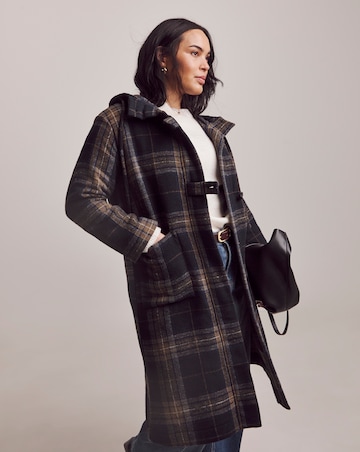 Julipa Longline Navy Check Coat
