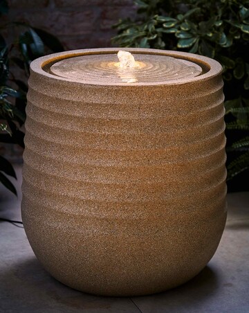 ValueLights Solar Power Natural Round Outdoor Garden Water Fountain
