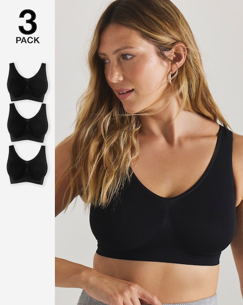 Pretty Secrets (3 Pack) Comfort Tops (Fits Up To D) Black