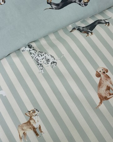 Catherine Lansfield Dog Stripe Duvet Cover Set