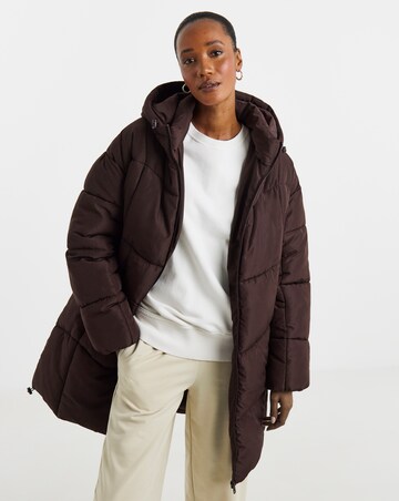 Burgundy Mid Length Padded Coat