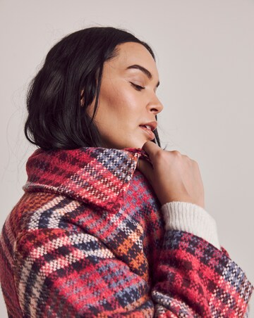 Julipa Check Fur Trim Collar Coat