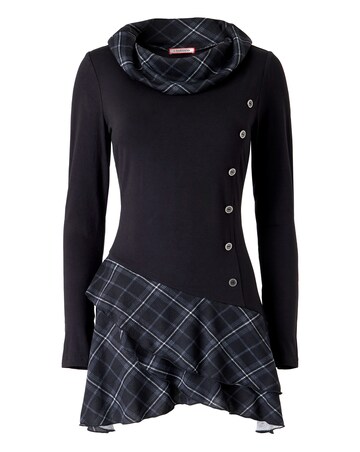 Joe Browns Checked Cowl Neck Tunic Top With Button Detailing