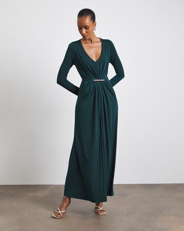 Joanna Hope Gold Trim Jersey Maxi Dress