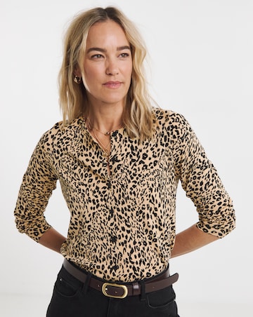 Animal Print Crew Neck Cardigan