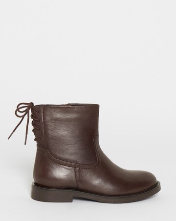 Jasmin Leather Flat Ankle Boots - Wide Fit (E)