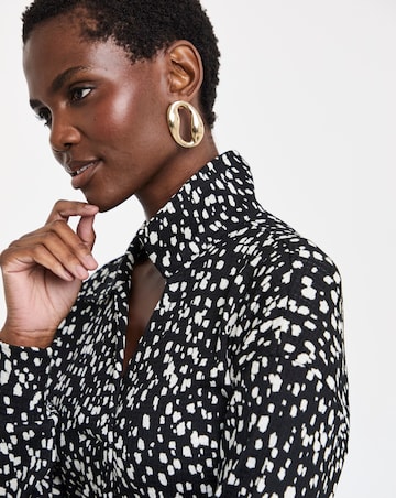 Mono Print Collar Detail Longline Top