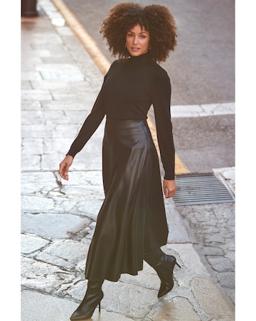 Sosandar Faux Leather Full Midaxi Skirt