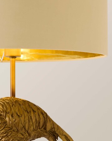 ValueLights Flo Flamingo Table Lamp with Beige & Gold Inner Shade