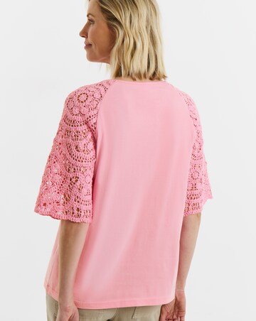 Pink Crochet Sleeve Top