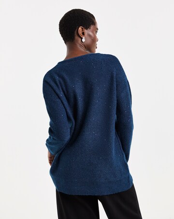 Sequin Glitter Knit Longline Jumper