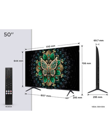 TCL 50C6K-UK 50in 4K Mini LED HDR Smart Fire TV with Freely