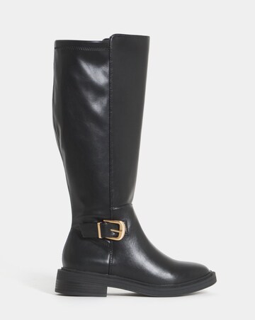 Brielle Buckle Detail Stretch Knee High Boots - Extra Wide Fit (EEE)& Curvy Calf