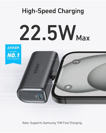 Anker Nano 22.5W 5,000mAh Power Bank with Built-In USB-C Connector - Black