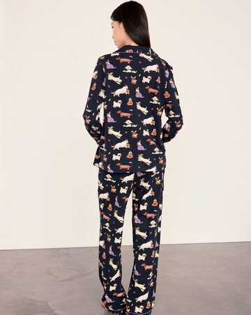 Chelsea Peers Classic Long Button Up Halloween Dog Pyjama Set