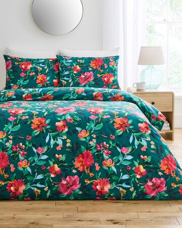 Painted Floral Cotton Blend Duvet Cover Set