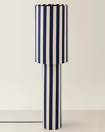 ValueLights Florence Navy Deckchair Stripe Linen Midi Floor Lamp