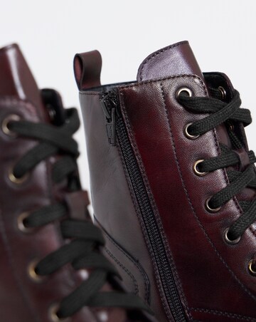 Serena Leather Chunky Lace Up Boots - Wide Fit (E)