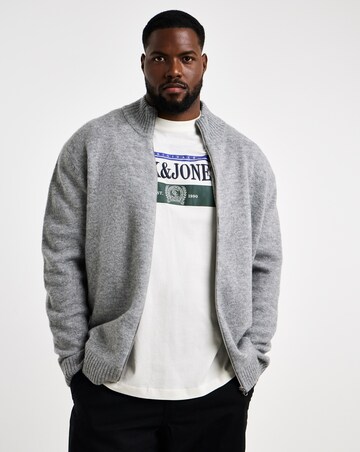 Jack & Jones Soho Ollie Full Zip Knit - Light Grey