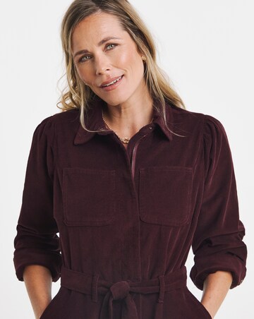 Burgundy Cord Long Sleeve Dress