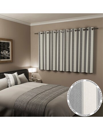 Henley 100% Blackout Woven Striped Eyelet Curtain