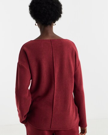 Red Cosy Seam Front Long Sleeve Top