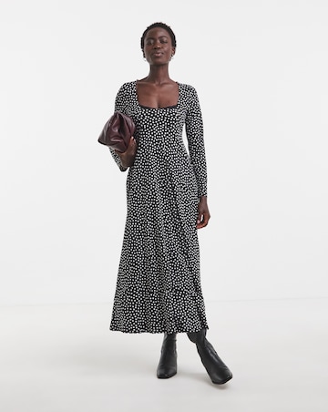 Spot Print Sweetheart Neckline Dress