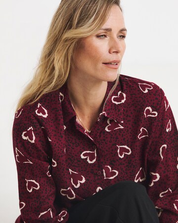 Heart Print Printed Long Sleeve Shirt